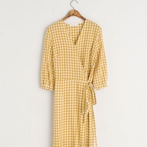 Olive Clothing Yellow Gingham Wrap Dress Copycat